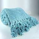 Microfibre Feather Yarn Throw, Duck Egg, 127 x 152 Cm