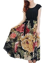 Chiffon Floral Print Short Sleeves Summer   Ball Gown  Dress