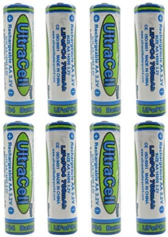 (8-Pack) Ultracell 3.2V LiFePo4 14500 AA 700mAh Rechargeable Battery for Solar Panel Light, Tooth Brush, Shaver by Ultracell