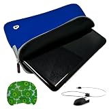 Magic Blue Neoprene Protective Sleeve Cover Carrying Case with Exterior Accessory Pocket for Toshiba 10.1" Notebook Fits all Toshiba 10.1 inch model Laptop and Netbook + Naztech USB Mini Mouse with Retractable Cord for Laptop and Desktop + Bestpricecenter
