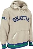 Seattle Seahawks Reebok Vintage Ash 1/4 Zip Throwback Hooded Sweatshirt - S