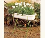 IMAGE OF Vintage European Bathtub Planter with Green Stand