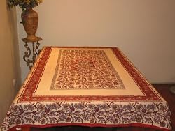 Cream Floral Printed Cotton Table Cloths Cover with Napkins India