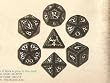Q-Workshop Polyhedral 7-Die Set: Carved Elvish Dice Set (Elven)(Black with Glow-in-the-Dark Numbers)