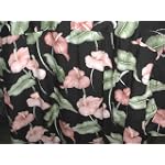 Anthurium Garden A-Shape Bias Cut 10" Side Slits Hawaiian Aloha Slip-Over-The-Head Long Tank Dress in Black - L