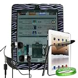Stylishly Designed Hard Cover Snap on Case, iPad Cover for Apple iPad MB292LL/A Tablet (16GB, 32GB, Wifi + 3G)- Purple Zebra Animal Print + Custom Cut iPad Screen Protector + ipad Earphones with Microphone + ipad Stylus Pen Black + Live * Laugh * Love VG Silicone Wrist band!!!