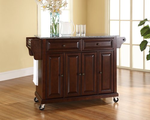 Crosley Furniture Solid Granite Top Kitchen Cart/Island in Vintage Mahogany Finish