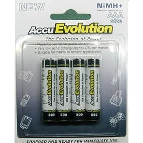 Buy AccuEvolution Ultra Low Self Discharge Rechargeable NiMH Batteries: 4pac, AAA... now!