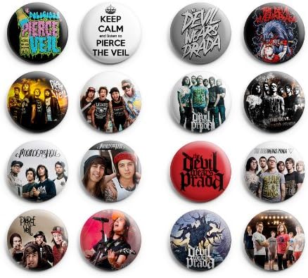 Pierce the Veil / The Devil Wears Prada Pinback Buttons 16Pcs 1.25 inch Mix Set