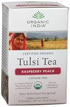 Organic India Tulsi Raspberry Peach, 19-Ounce Boxes (Pack of 6)