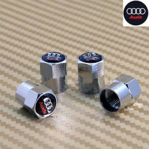 Audi Black & Chrome Wheel Valve Dust Caps. RS4 Quattro RS6 Avant A4 A6 Q7 ** SOLD OVER 1000 + ** by JK Emporium Dustcaps