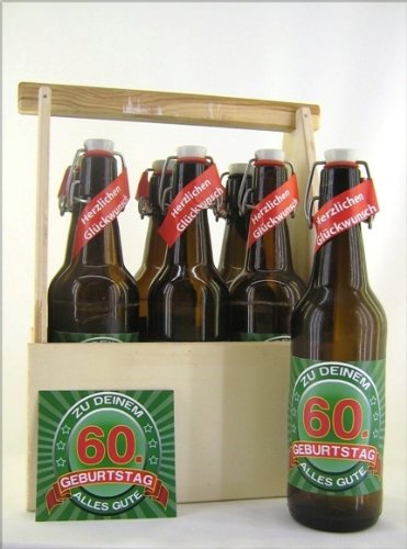 6er Bierträger aus Holz Spruch zum 60. Geburtstag 6er Bierträger aus Holz Spruch zum 60. Geburtstag