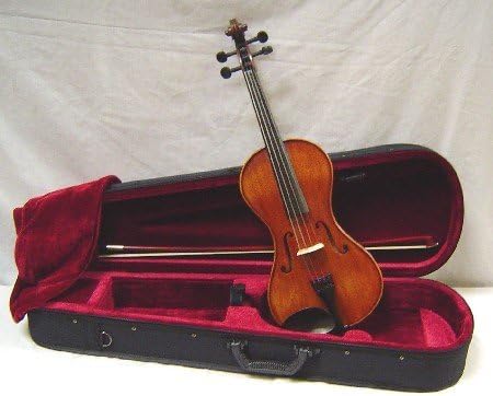 Crystalcello MV500N Ebony Satin Finish Flamed No Angle 4/4 Size Orchestra Violin with Lightweight Case + Bow + Rosin