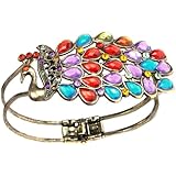 niceEshop(TM) Multi Vintage Colorful Crystal Peacock Bracelet Bangle +Free niceEshop Cable Tie