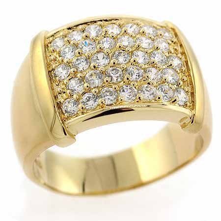 Vermeil (24k Gold over Sterling Silver) Simulated Diamond cz Pave Mens Ring