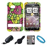 Tropical Rainbow Flower Rhinestone Diamante 2 Piece Protective Crystal Hard ....