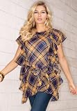 metrostyle Ruffled Plaid Tunic