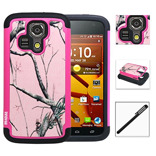 Kyocera Hydro Icon C6730 / Hydro Life C6530 Case, INNOVAA Smart Grid Defender Graphic Case W/ Touch Screen Stylus Pen - Pink Camo