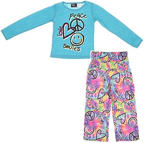 Fancy Big Girls' 4-14 Peace, Love and Smiles Pajamas M/8-10