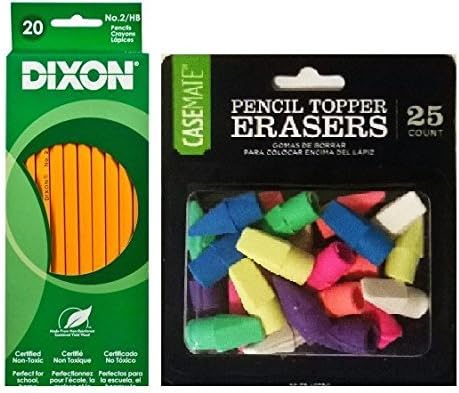 Dixon No 2/HB 20CT &amp; CaseMate 25 Pencil Top erasers