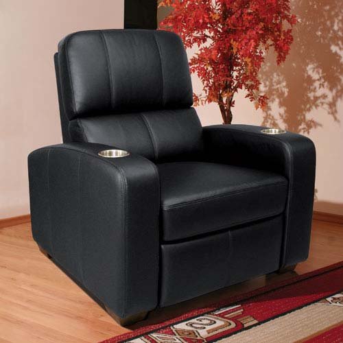 Bello Leather Home Theater Seating Double Arm Recliner (Black or Brown) HTS100