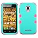 MYBAT TUFF Hybrid Phone Protector Cover for Alcatel 7024W One Touch Fierce - Retail Packaging - Teal/Pink