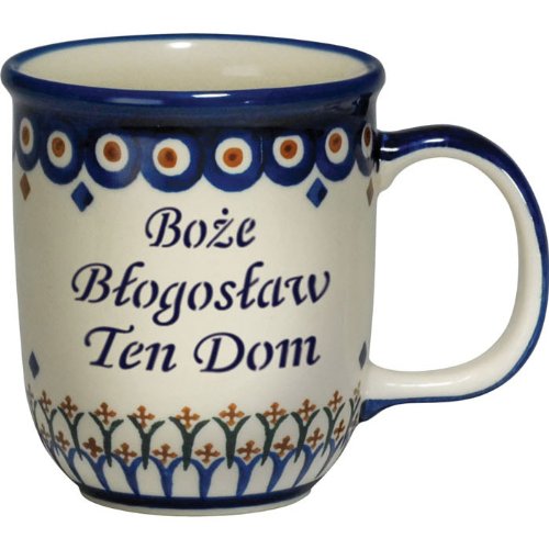 New Polish Pottery 12oz Mug - BOZE BLOGOSLAW, GOD BLESS