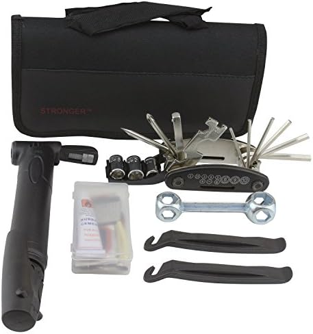 LB1 High Performance Bike Bicycle Repair Compact Tool Kit for New 54cm Aluminum Road Bike Racing Bicycle 21 Speed Shimano - White Color with Tire Pump, Tire Patches, Tire Levers, 29 Bicycle Cycling Maintenance Tools and Hanging Bag