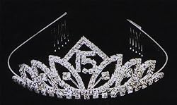 Quinceanera Tiara - Silver Toned - 2in.