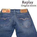 (リプレイ)REPLAY ジュエリーステッチデニムジーンズユーズドウォッシュ
