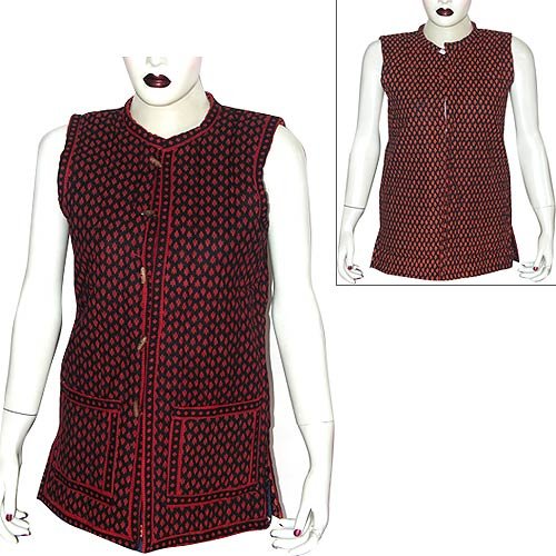 Cotton Vest Womens Outerwear Quilted Patterns Outdoor Casual Dress Handmade in Jaipur in India Size 10 (jkt320 x)