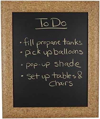 Decorative Words 18" x 24" Chalk Board framed in 2-1/4" Faux Cork board finish wood frame, Sawtooth hanger is attached for easy hanging