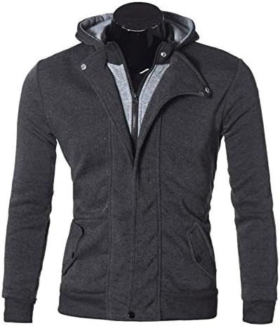 EKIMI Men's Warm Hoodie Hooded Sweatshirt Long Sleeve Jacket Coat (M, Dark Gray)