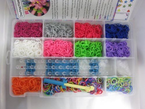 Bracelet Loom Deluxe Kit - Includes Loom Board and Pick & 3600 Rainbow Color and Solid Color Bands & Metal Animal Charms by Royalloominc