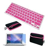 Skque 13.3 Inch Laptop Notebook Glove Bag Pink + Clear Screen Protector + Pink Silicone Keyboard Skin Cover for Apple Macbook 13.3 Laptop