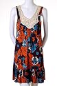 Lani Macrame Floral Jersey Hawaiian Island Print Sleeveless Coil Sun Dress