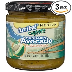 Arriba! California Style Mandarin Avocado Fire Roasted Salsa, Medium, 16-Ounce Jars (Pack of 3)