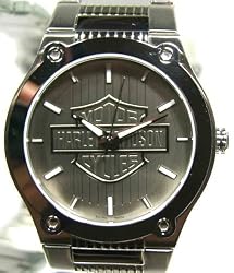Harley-Davidson&reg; Bulova&reg; Men's Watch. Silver patterned dial with raised H-D&reg; Logo. Luminous. All stainless steel. WR50m/165ft. 76A134