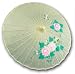Medium Sized Floral Chinese Cloth & Bamboo Parasol in Ivory
