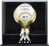Miami Marlins Wall Mounted Gold Ring Baseball Logo Display Case