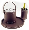 Kraftware Chocolate Stiched Leather Bar Ensemble