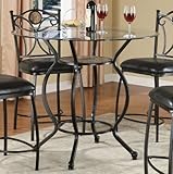Counter Height Dining Table with Glass Top Black Bronze Finish