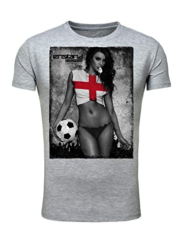 Legendary Items Herren T-Shirt EM 2016 Sexy Girl Frau Fußball Europameisterschaft Vintage England grau L