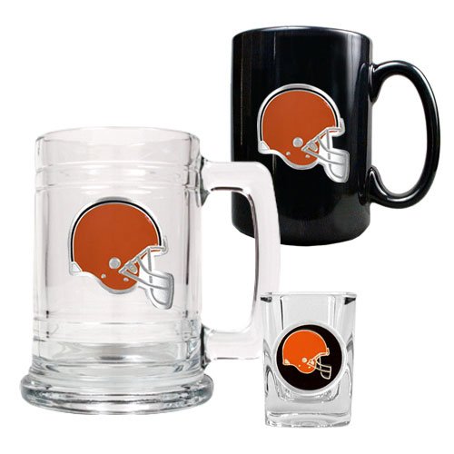 Cleveland Browns NFL 15oz Tankard, 15oz Ceramic Mug & 2oz Shot Glass Set - Primary Logo