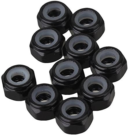 Mxfans 10PCS M3 Aluminum Black Fastener Expert Nylon Hex Lock Nuts for Buggies Modal Car