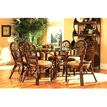 Antigua Rattan Dining Set - 7 Pieces (4 Side Chairs + 2 Arm Chars + Oval Dining Table) Antigua Rattan Dining Collection