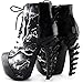 SHOW STORY Thunder Lightning Print Lace-Up High-top Bone Heel Ankle Boot,LF80621