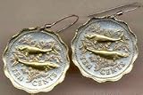 Bahamas 10 Cent Bone Fish Two Tone Coin Earrings