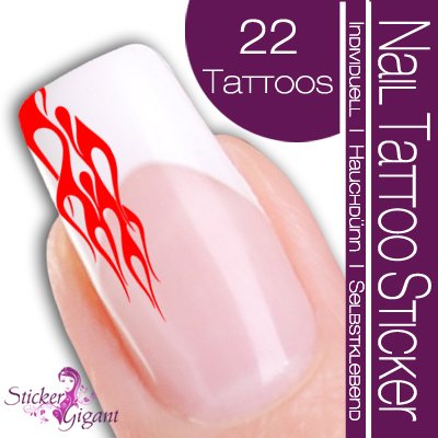 Nail Tattoo Sticker Flammen - rot Preisvergleich