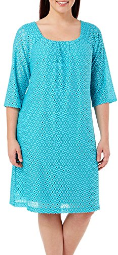 Rabbit Rabbit Plus Eyelet Shift Dress 18W Aqua blue